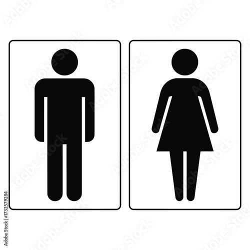 Simple restroom signage featuring male and female figures a striking silhouette