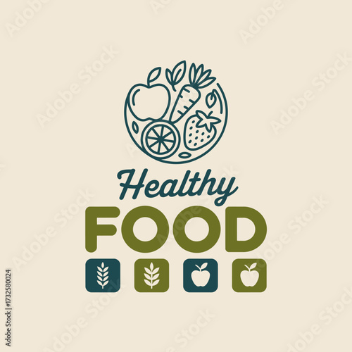 This logo design artfully combines various fruits emphasizing healthy food choices, ideal for promoting wellness, nutrition, and health-oriented brands.
