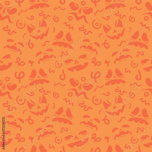 Patrón festivo de caras de Halloween para papel de regalos, decoración, telas, etc. Diseño para Halloween.