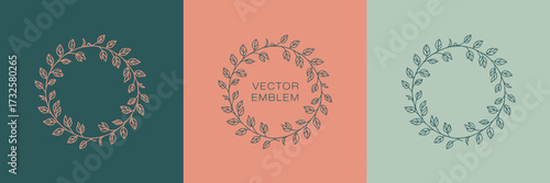 An elegant vector emblem featuring a circular leaf design that symbolizes harmony and nature, perfect for branding or artistic use in various contexts.