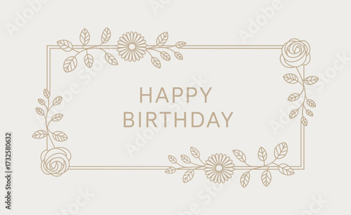 This image showcases a beautifully designed birthday greeting card featuring elegant floral motifs and a warm 'Happy Birthday' message in a stylish font.