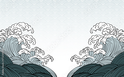 波　海のイラスト背景
