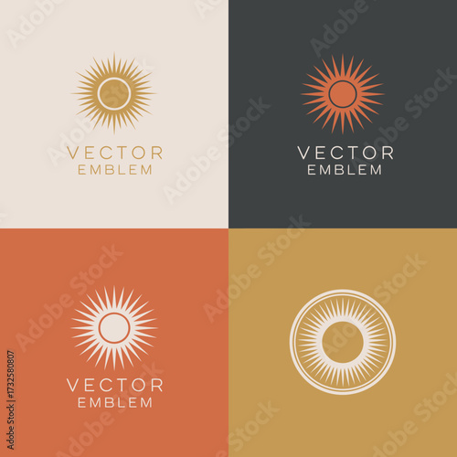 An eye-catching collection of vibrant sun emblems with an array of bold colors, perfect for showcasing creativity and positivity in personal or commercial projects.