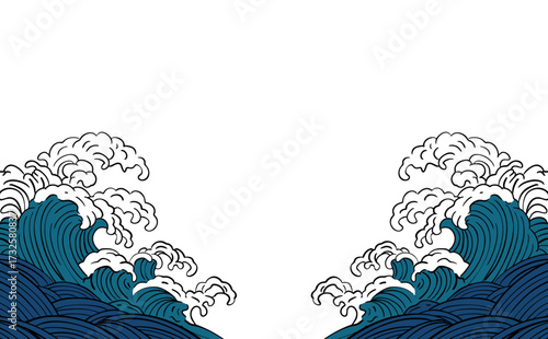 波　海のイラスト背景
