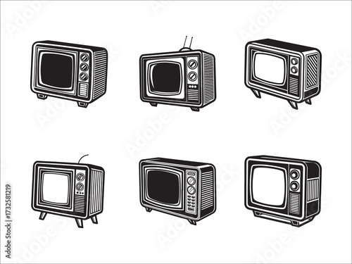 set of retro tv icons