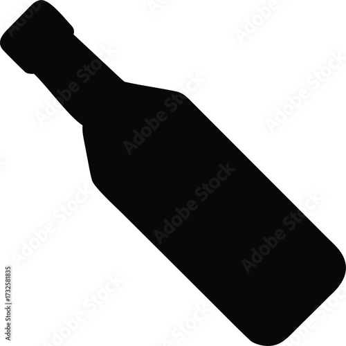 a black silhouette of a bottle of wine is shown 