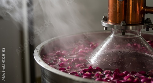 Rose Petals Distillation Process - Aromatic Essence Extraction.