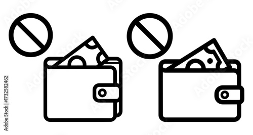 Vector art of no money concept, symbol of financial crisis, poverty, and economic recession