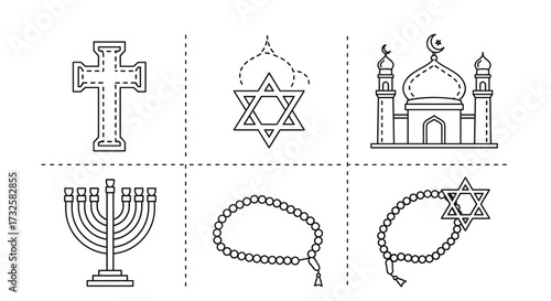 Religion symbols christianity judaism islam religious icons faith belief spiritual tradition culture 100