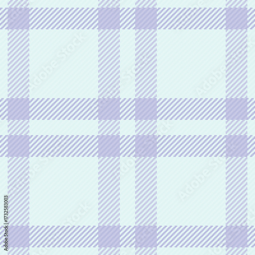 Seamless plaid pattern in soft blue and lavender. Classic textile design, perfect for backgrounds, apparel, or digital paper. Evokes comfort and tradition.