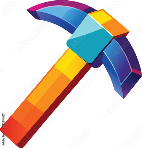 Colorful geometric pickaxe tool icon with icon isolated on white transparent background vector eps png jpg business people clipping path cutout 2025 2026 4k full hd poster banner label download