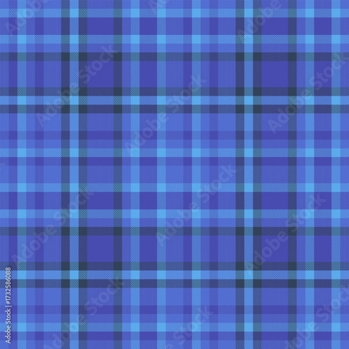 Classic blue plaid pattern. Seamless fabric texture ideal for backgrounds, textiles, or design elements. Versatile for digital and print projects.