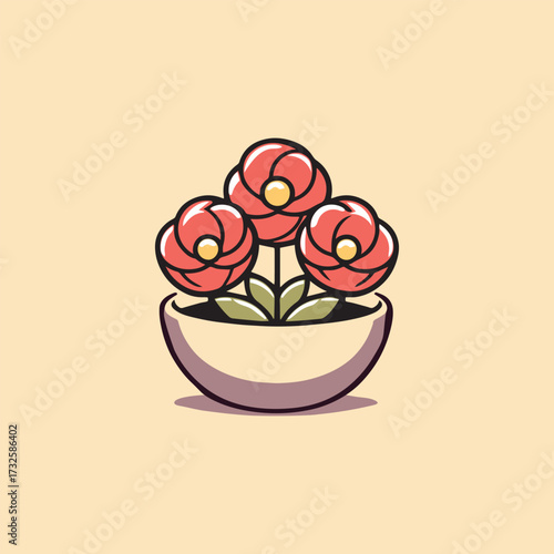Simple flower pot logo