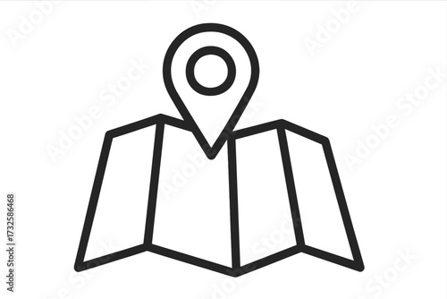 Location pointer icon map sign linear vector illustration symbol navigation GPS marker pin geotag destination pin guide travel direction map pointer digital map symbol