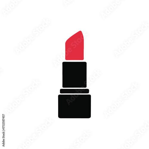 Glamorous red lipstick tube closeup on a white background for beauty and fashion style