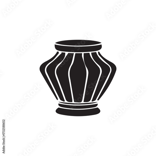 Antique ceramic vase, brown clay pottery pitcher, old vintage jug object isolated on white background