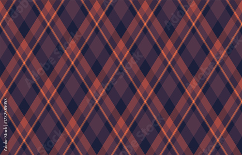 Argyle pattern of geometric rhombus. Harlequin check wallpaper design. Classic diamond shaped textile material for web background, print fabric clothing, sweater, wrapping paper, gift card, invitation