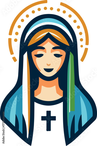 Virgen maria logo icon vector white background .