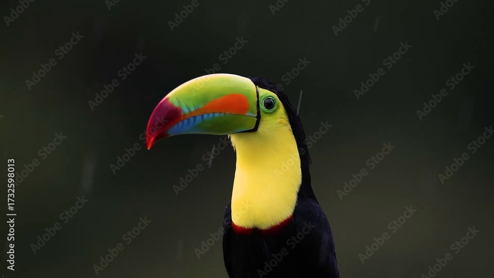 Naklejka premium toucan on a green background