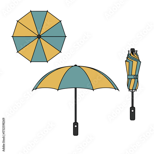 Flat Vector Mockup of Umbrella