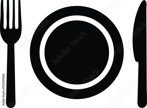 dinner plate  fork and knife silhouette 