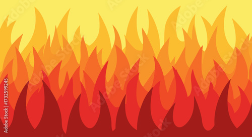 Abstract Background of Flames and Fire Seamless Pattern, Illustration Representing Warmth, Energy, Passion, and Danger in Red, Orange, and Yellow Tones