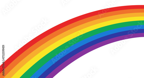 Vibrant Rainbow Arching Across a White Background with Colors of Red, Orange, Yellow, Green, Blue, Indigo, and Violet in a Spectrum