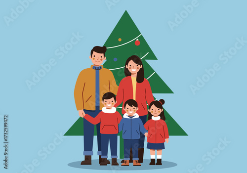 Family celebrating christmas together indoor living room festive environment warm viewpoint joyful concept