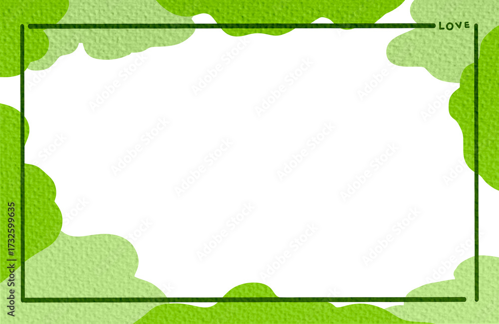 Fototapeta premium Green Love Frame Background with Paper Texture