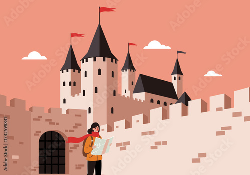 Exploring historical castles enchanting landscape travel story urban environment aerial view adventure concept