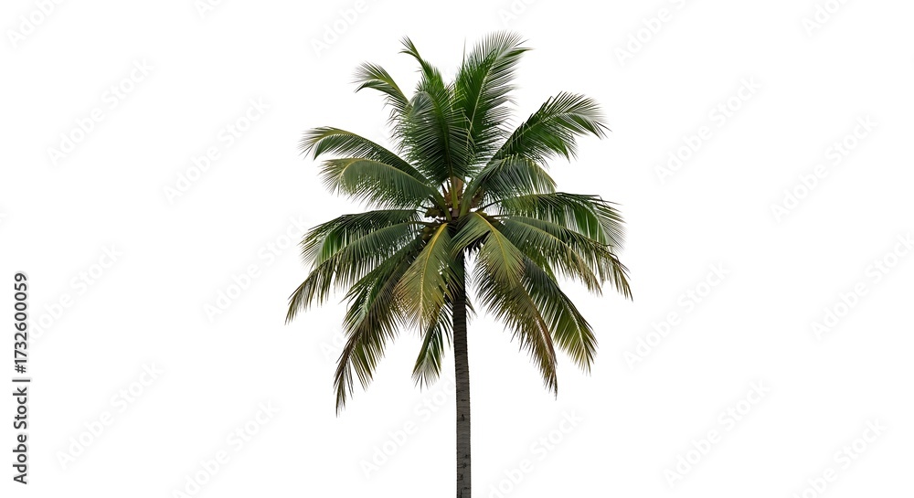 Obraz premium A tall coconut palm tree isolated on a white background