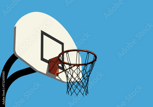 Basketball game action outdoor court sports equipment bright blue sky dynamic perspective athletic concept