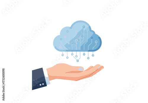 Cloud computing integration business environment digital technology hand representation innovative solutions