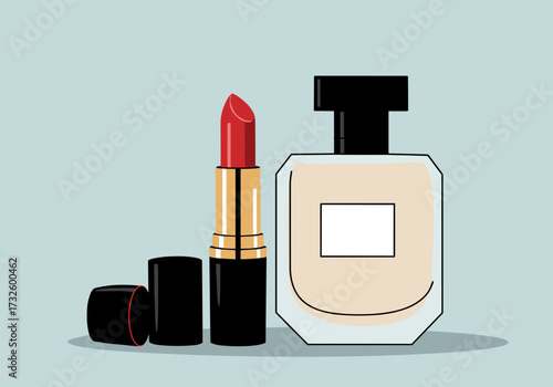 Beauty and makeup essentials setting digital minimalist style view fashion concept