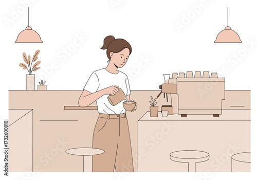 Coffee brewing demonstration artisanal skill showcase cozy atmosphere side view barista expertise