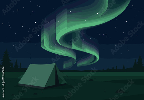 Experiencing the northern lights while camping under the stars natural landscape nighttime serenity