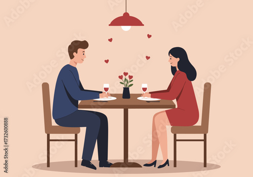 Romantic dinner date for two cozy restaurant digital soft lighting intimate setting