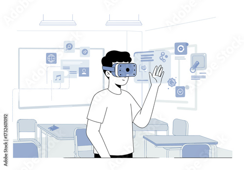 Virtual reality learning experience classroom digital content interactive environment user engagement education technology