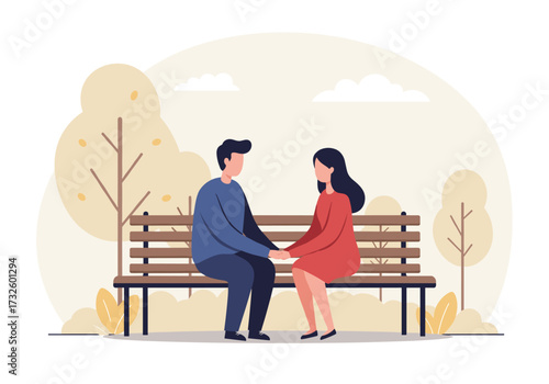 Couple sharing intimate moments on a park bench romantic setting soft colors view love concept
