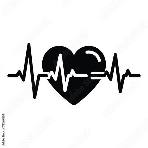 Heartbeat ecg symbol graphic representation of cardiac health pulse waveform silhouette