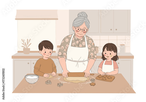Baking cookies with grandma cozy kitchen family indoor tradition