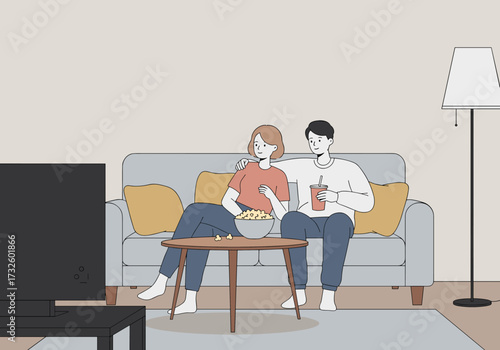 Cozy movie night experience living room modern home relaxed atmosphere