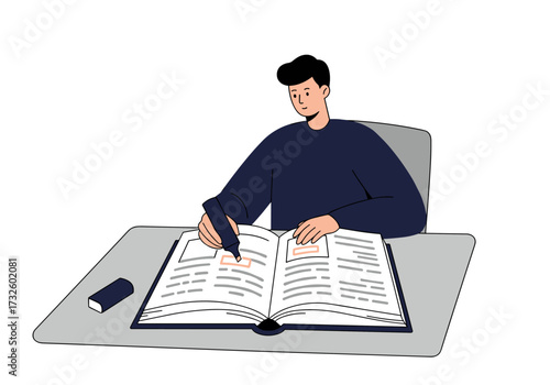 Student writing notes in study room educational modern minimalist design