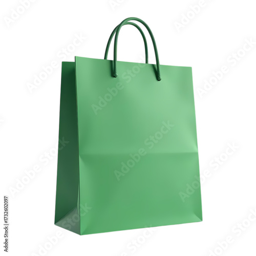 Green shopping paper Bag isolated on transparent background