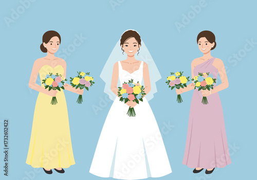 Bridal party celebration wedding venue joyful atmosphere front view friendship and love