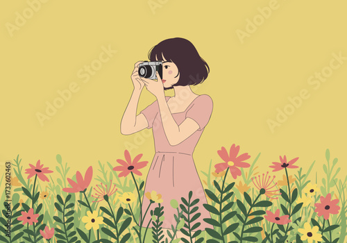 Capturing moments a photographer in a flower field nature vibrant environment artistic viewpoint