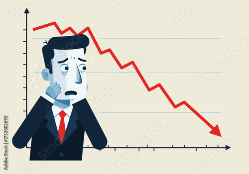 Business decline crisis office setting graphic professional environment frontal view economic impact