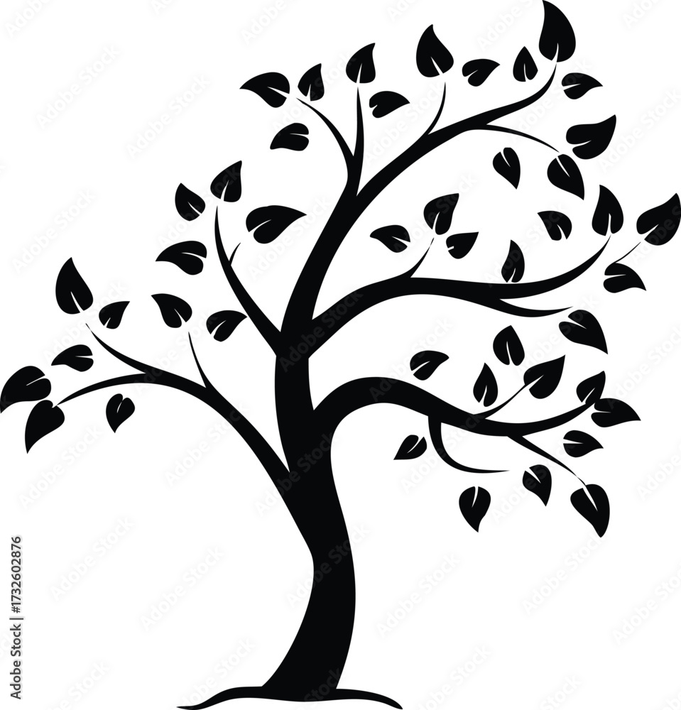 Obraz premium flowing tree silhouette with curved branches