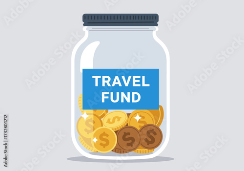 Travel fund savings jar financial planning budgeting home office digital convenience
