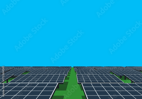 Innovative solar panel installation renewable energy farm landscape clear sky aerial view sustainability focus